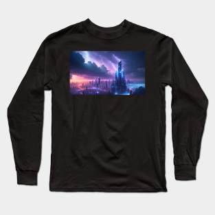 Futuristic city with beautiful sky landscape Long Sleeve T-Shirt